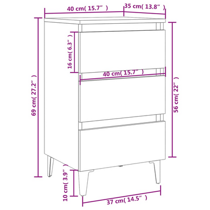 vidaXL Sonoma Oak Bed Cabinet with Metal Legs - 40x35x69 cm - Stylish & Functional Nightstand - BEYRUN