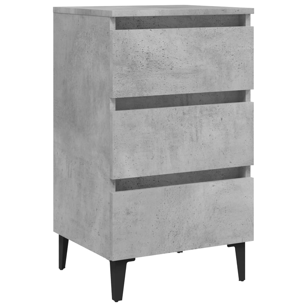 vidaXL Bed Cabinet with Metal Legs in Concrete Grey - 40x35x69 cm | Stylish & Functional Nightstand - BEYRUN