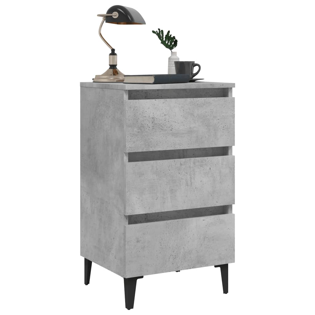 vidaXL Bed Cabinet with Metal Legs in Concrete Grey - 40x35x69 cm | Stylish & Functional Nightstand - BEYRUN