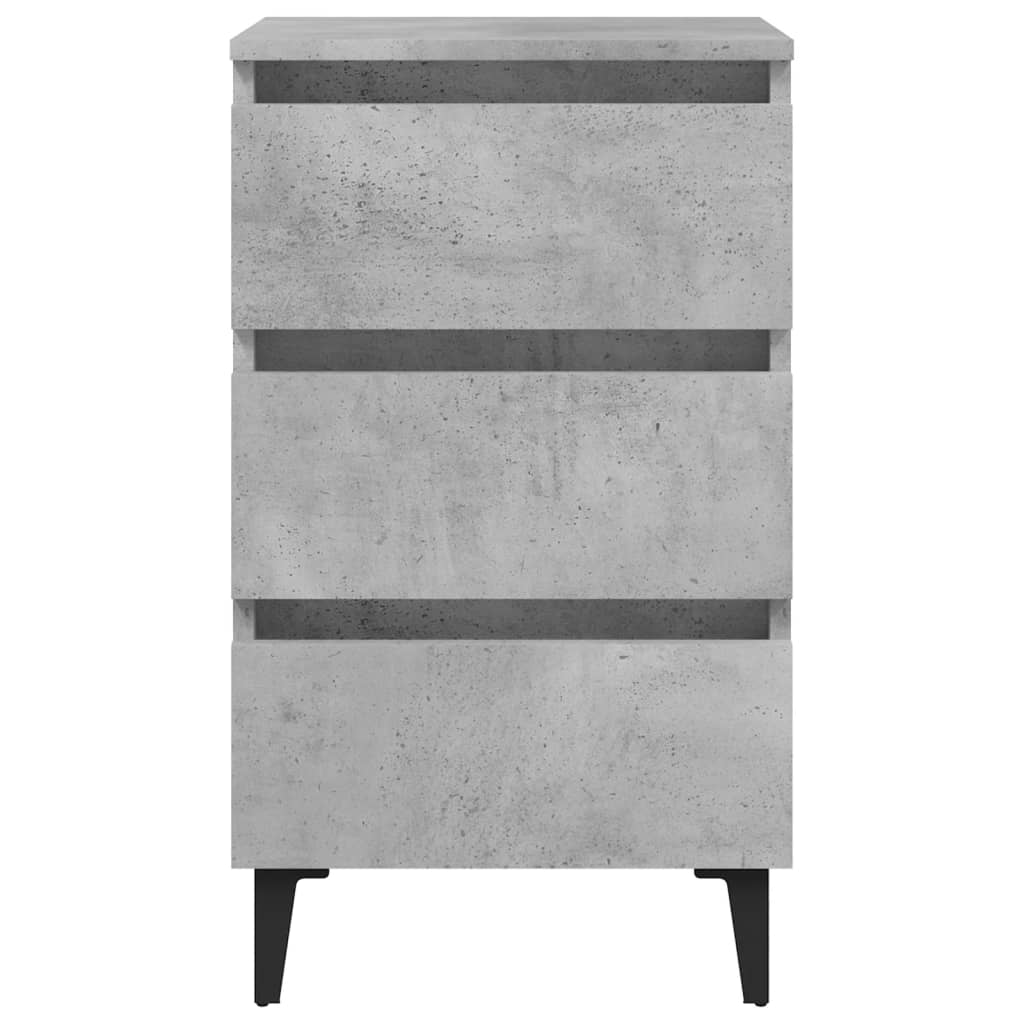 vidaXL Bed Cabinet with Metal Legs in Concrete Grey - 40x35x69 cm | Stylish & Functional Nightstand - BEYRUN