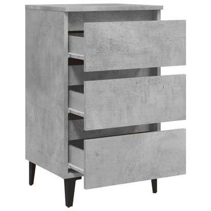 vidaXL Bed Cabinet with Metal Legs in Concrete Grey - 40x35x69 cm | Stylish & Functional Nightstand - BEYRUN