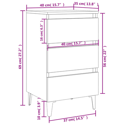 vidaXL Bed Cabinet with Metal Legs in Concrete Grey - 40x35x69 cm | Stylish & Functional Nightstand - BEYRUN