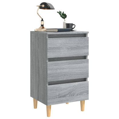 vidaXL Bed Cabinet with Solid Wood Legs – Grey Sonoma, 40x35x69 cm – Stylish & Functional Nightstand - BEYRUN