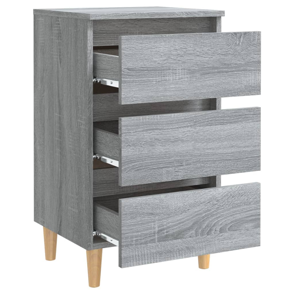 vidaXL Bed Cabinet with Solid Wood Legs – Grey Sonoma, 40x35x69 cm – Stylish & Functional Nightstand - BEYRUN