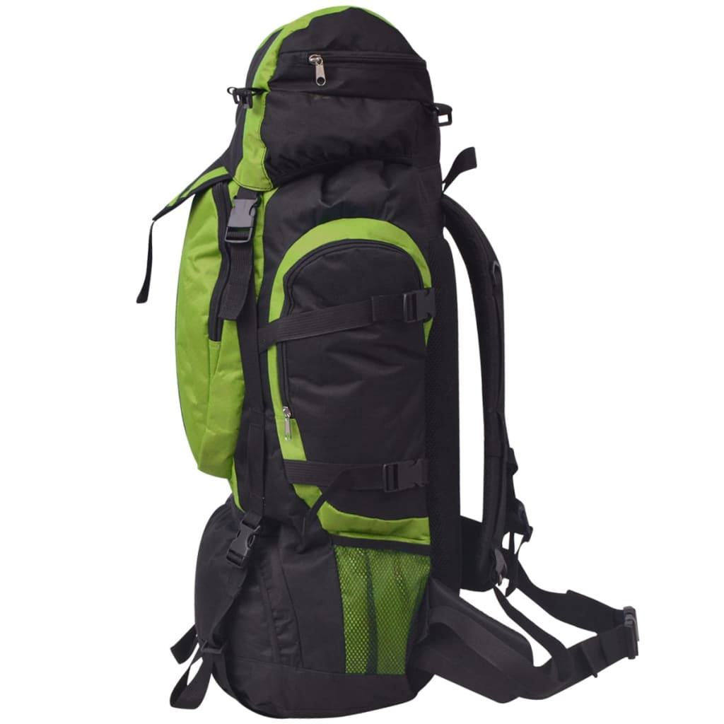 vidaXL Hiking Backpack XXL 75 L Black and Green - BEYRUN