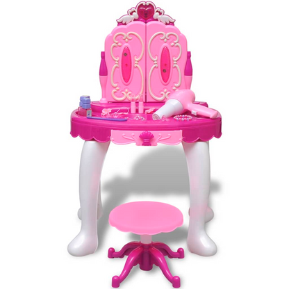 3-Mirror Kids' Playroom Standing Toy Vanity Table with Light/Sound - BEYRUN