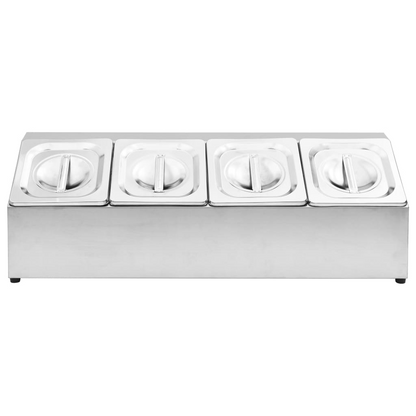 vidaXL Gastronorm Container Holder with 4 GN 1/6 Pans - Stainless Steel | Perfect for Restaurants & Parties - BEYRUN