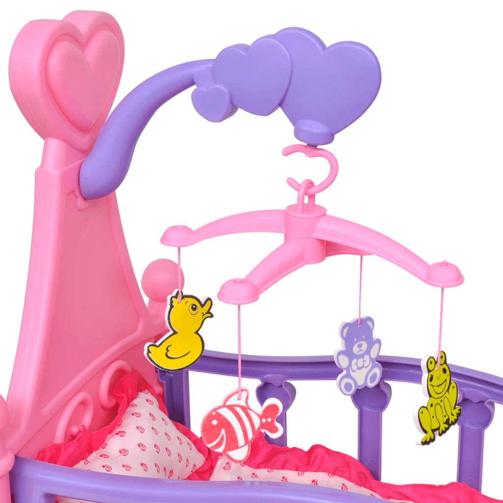 Charming Kids' Playroom Toy Doll Bed - Pink & Purple - Perfect for Playtime - BEYRUN