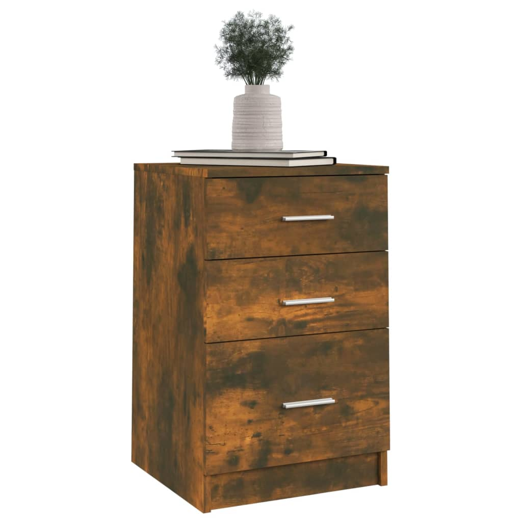 vidaXL Bed Cabinet Smoked Oak 40x40x63 cm - Stylish Engineered Wood Nightstand with Ample Storage - BEYRUN