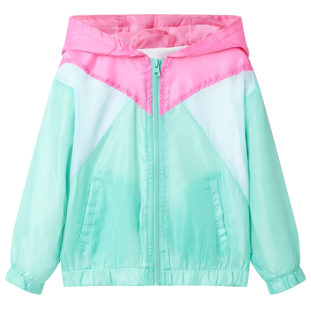 Kids' Multicolour Hooded Jacket with Zip - Water-Resistant & Cozy - Size 104 - BEYRUN