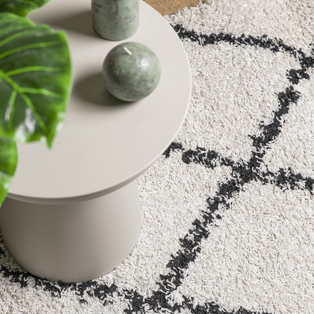 vidaXL Shaggy Rug PAMPLONA - High Pile Modern Cream and Black | 300x400 cm - BEYRUN