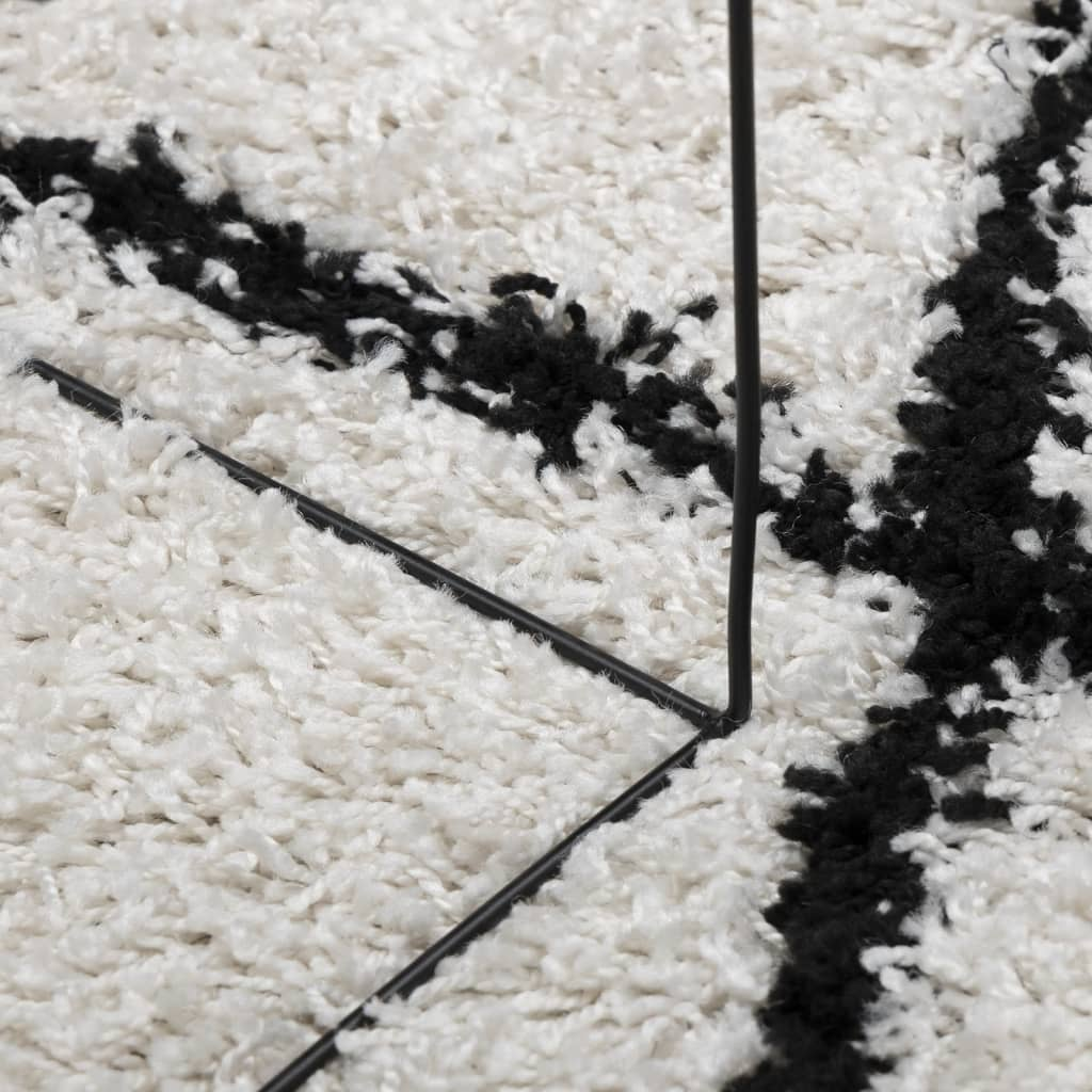 vidaXL Shaggy Rug PAMPLONA - High Pile Modern Cream and Black | 300x400 cm - BEYRUN