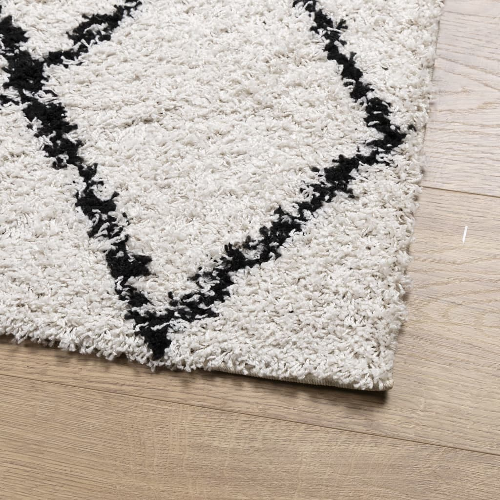 vidaXL Shaggy Rug PAMPLONA - Luxurious High Pile Cream and Black 200x280 cm Area Rug - Perfect for Living Room, Bedroom, and More - BEYRUN