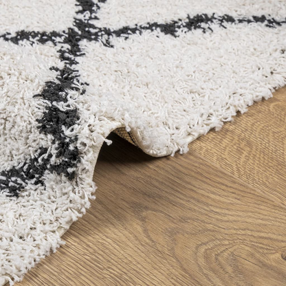 vidaXL Shaggy Rug PAMPLONA - Luxurious High Pile Cream and Black 200x280 cm Area Rug - Perfect for Living Room, Bedroom, and More - BEYRUN