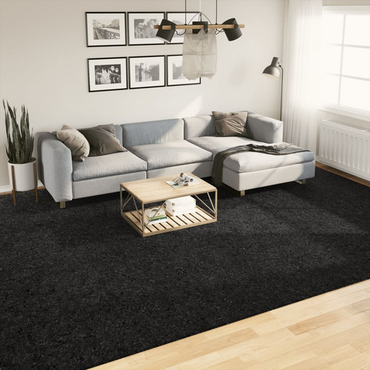 vidaXL Shaggy Rug PAMPLONA High Pile Modern Black 300x400 cm - Soft and Durable - BEYRUN