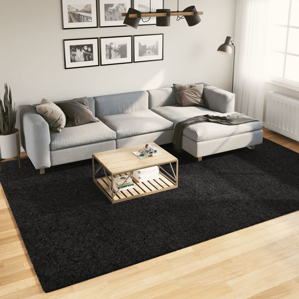 vidaXL Shaggy Rug PAMPLONA High Pile Modern Black 240x340 cm - Cozy, Soft & Durable - BEYRUN