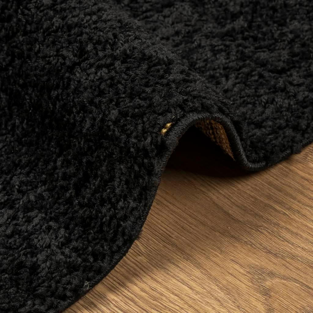 vidaXL Shaggy Rug PAMPLONA | 240x240 cm High Pile Modern Black Carpet | Cozy & Luxurious Floor Rug - BEYRUN