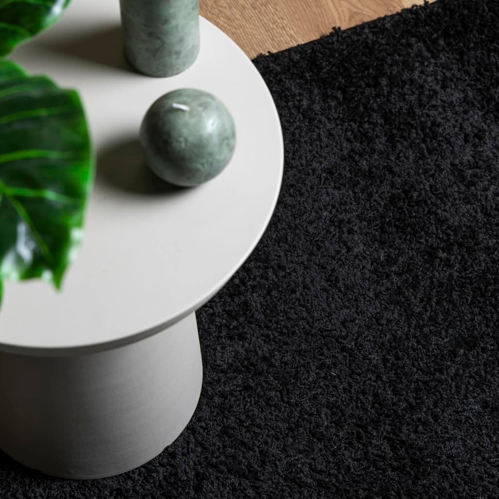 vidaXL Shaggy Rug PAMPLONA High Pile Modern Black 160x160 cm - Luxurious & Stylish Home Decor - BEYRUN