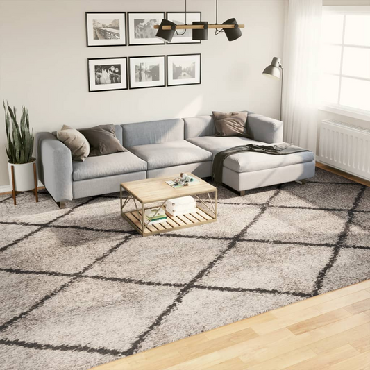 vidaXL Shaggy Rug PAMPLONA High Pile Modern Beige and Anthracite 300x400 cm - Cozy and Stylish - BEYRUN