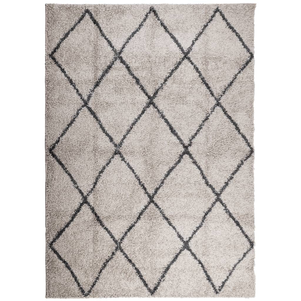 vidaXL Shaggy Rug PAMPLONA - Modern High Pile Beige & Anthracite, 240x340 cm - BEYRUN