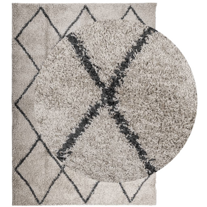 vidaXL Shaggy Rug PAMPLONA - Modern High Pile Beige & Anthracite, 240x340 cm - BEYRUN