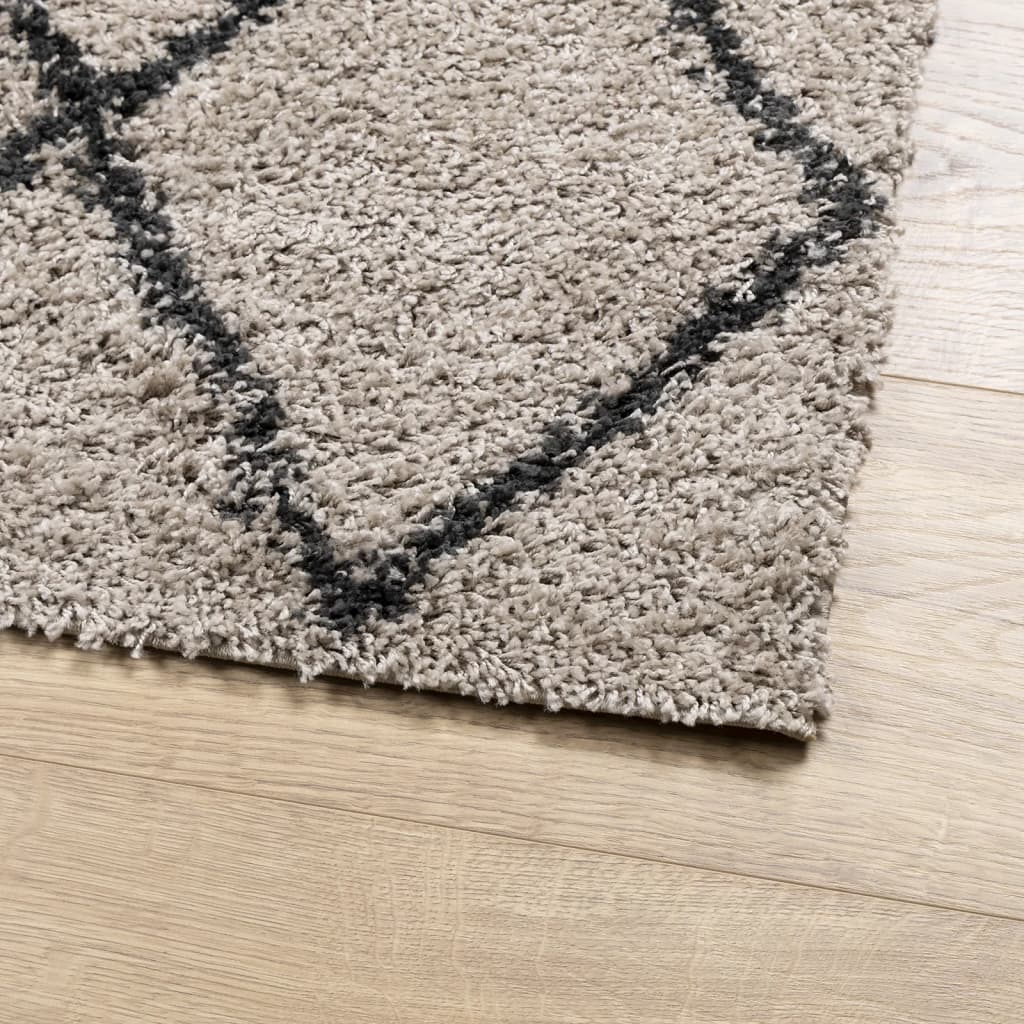 vidaXL Shaggy Rug PAMPLONA - Modern High Pile Beige & Anthracite, 240x340 cm - BEYRUN