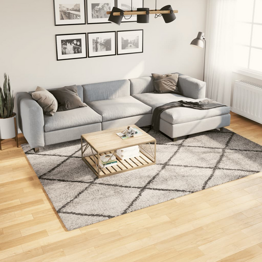 vidaXL Shaggy Rug PAMPLONA - Luxuriously Soft High Pile Rug, Modern Beige and Anthracite, 200x280 cm - Ideal for Living Rooms, Bedrooms, and Offices - BEYRUN