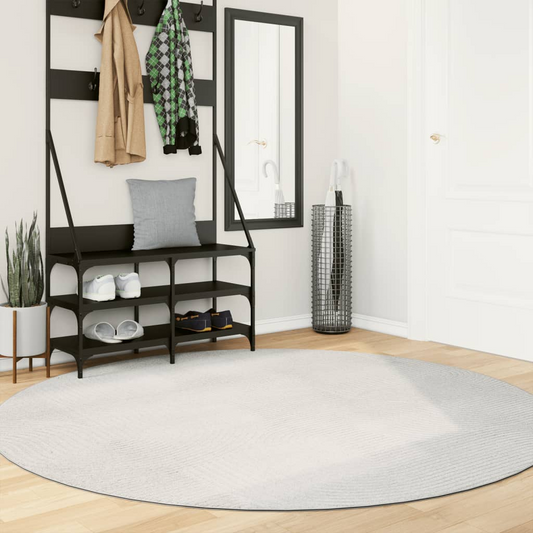 vidaXL IZA Short Pile Rug - Cream, Ø 200 cm - Modern 3D Geometric Design, Scandinavian Elegance - BEYRUN