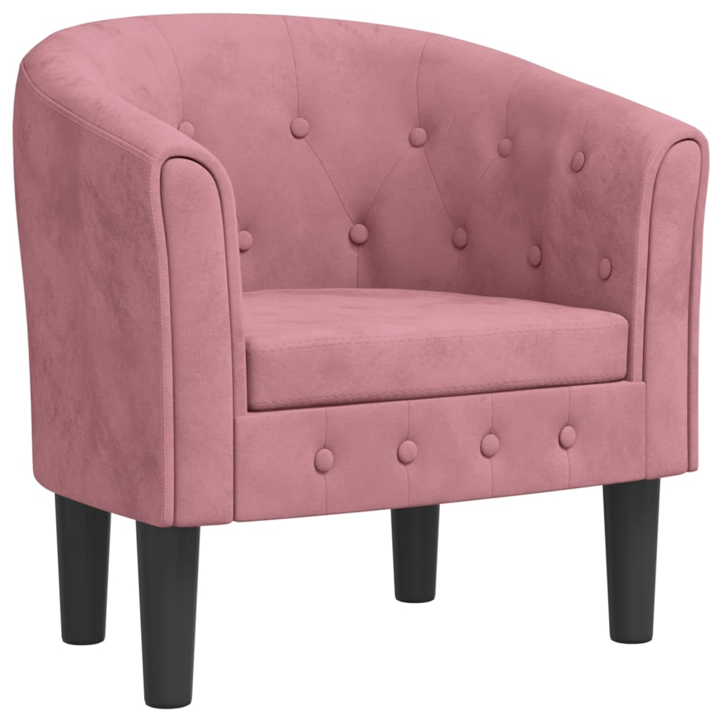 vidaXL Pink Velvet Tub Chair - Elegant and Comfortable Accent Chair for Modern Living Spaces - BEYRUN