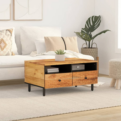 vidaXL Coffee Table 80x54x40 cm | Solid Acacia Wood & Iron Legs | Elegant & Durable Living Room Centerpiece - BEYRUN