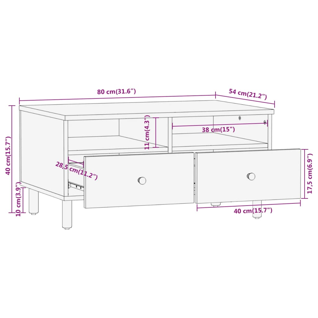 vidaXL Coffee Table 80x54x40 cm | Solid Acacia Wood & Iron Legs | Elegant & Durable Living Room Centerpiece - BEYRUN