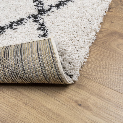 vidaXL Shaggy Rug PAMPLONA - High Pile Modern Cream and Black | 300x400 cm - BEYRUN