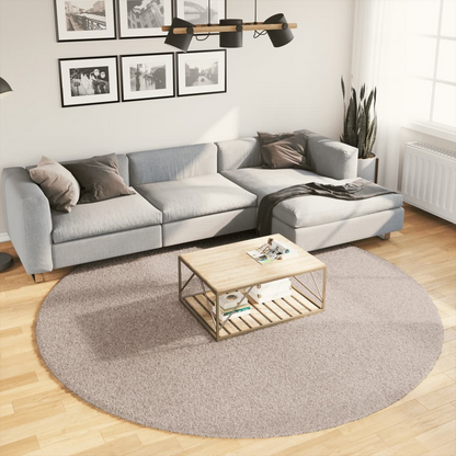 vidaXL Shaggy Rug PAMPLONA - Modern High Pile Beige Rug, Ø 240 cm - Cozy, Soft & Durable - BEYRUN