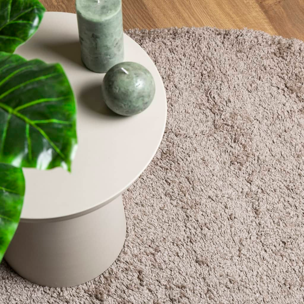 vidaXL Shaggy Rug PAMPLONA - Modern High Pile Beige Rug, Ø 240 cm - Cozy, Soft & Durable - BEYRUN