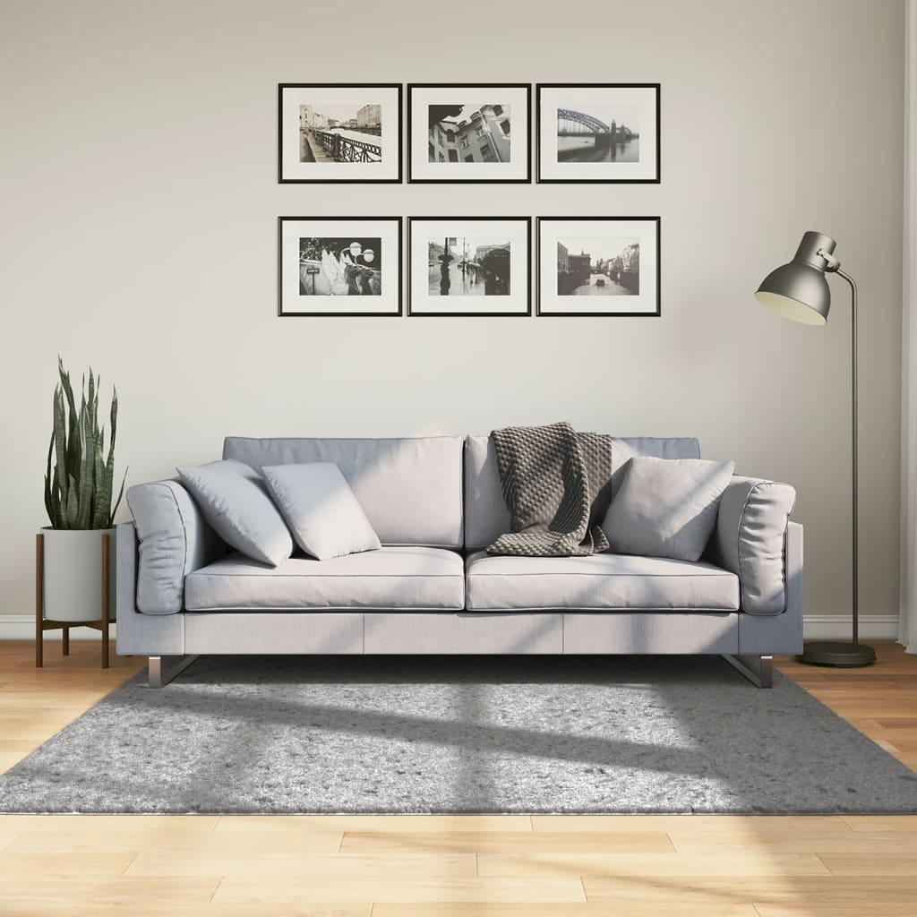 vidaXL Shaggy Rug PAMPLONA - High Pile Modern Grey 160x160 cm | Soft, Durable, and Stylish - BEYRUN