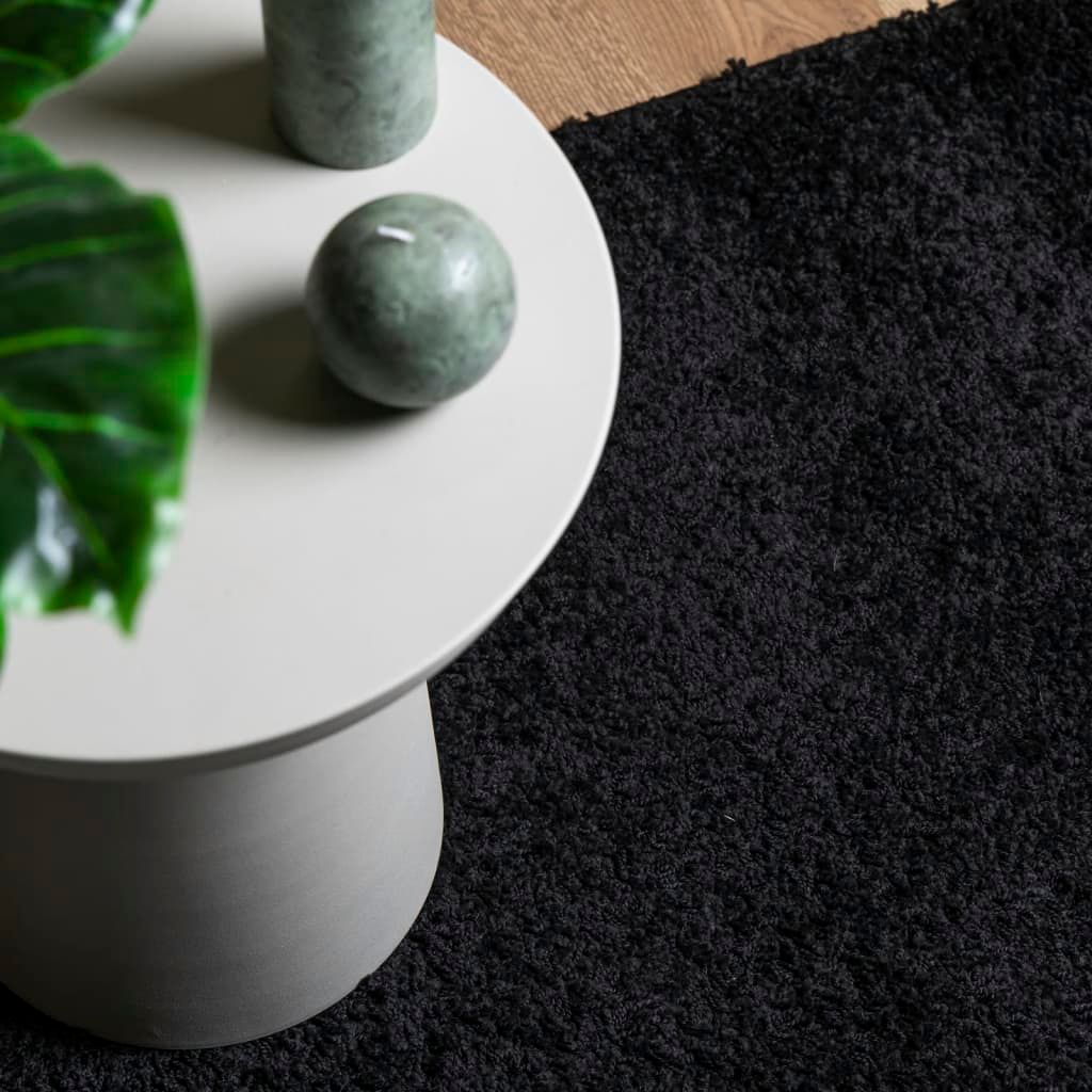 vidaXL Shaggy Rug PAMPLONA | 240x240 cm High Pile Modern Black Carpet | Cozy & Luxurious Floor Rug - BEYRUN