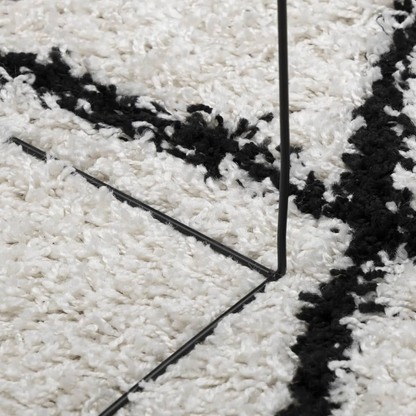 vidaXL Shaggy Rug PAMPLONA - Luxurious High Pile Cream and Black 200x280 cm Area Rug - Perfect for Living Room, Bedroom, and More - BEYRUN