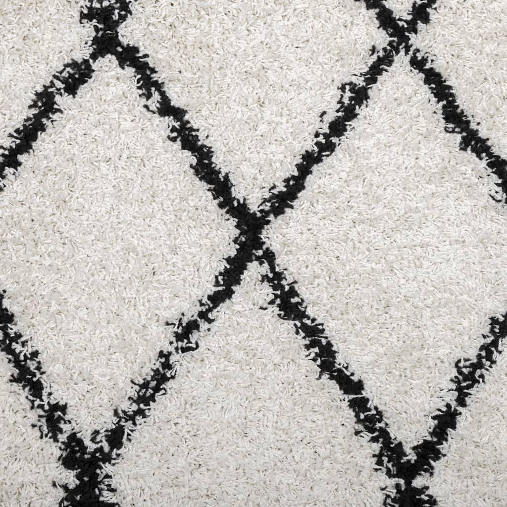 vidaXL Shaggy Rug PAMPLONA - Luxurious High Pile Cream and Black 200x280 cm Area Rug - Perfect for Living Room, Bedroom, and More - BEYRUN