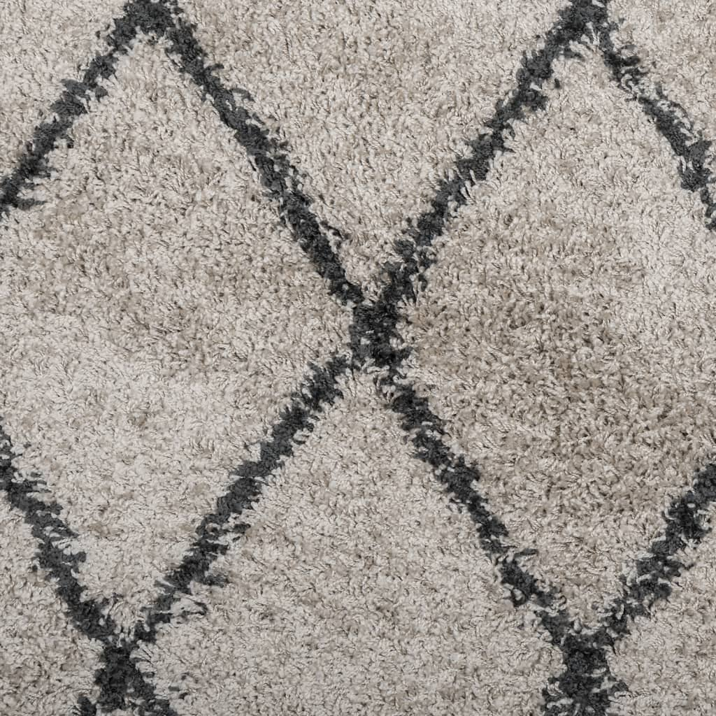 vidaXL Shaggy Rug PAMPLONA - Modern High Pile Beige & Anthracite, 240x340 cm - BEYRUN