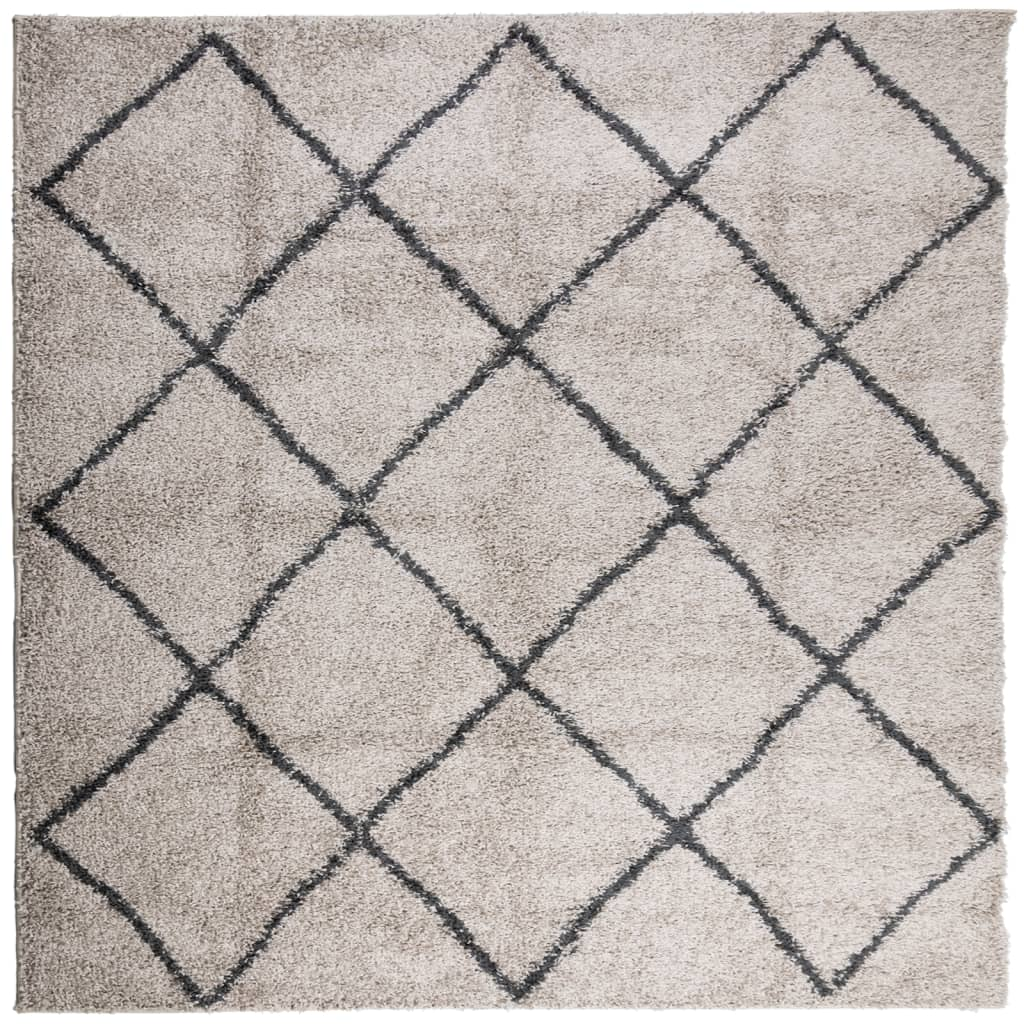 vidaXL Shaggy Rug PAMPLONA - Plush High Pile Rug, Modern Beige and Anthracite, 240x240 cm - BEYRUN