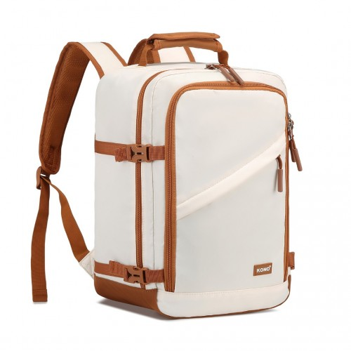 Kono Lightweight Cabin Bag - Water-Resistant Travel Backpack | Beige & Brown - BEYRUN