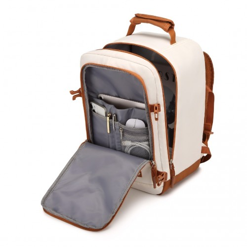 Kono Lightweight Cabin Bag - Water-Resistant Travel Backpack | Beige & Brown - BEYRUN