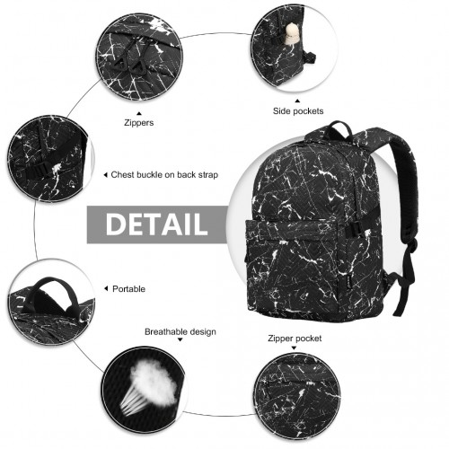 EQ2361 - Kono Water-Resistant School Backpack With Secure Laptop Compartment - Black - BEYRUN