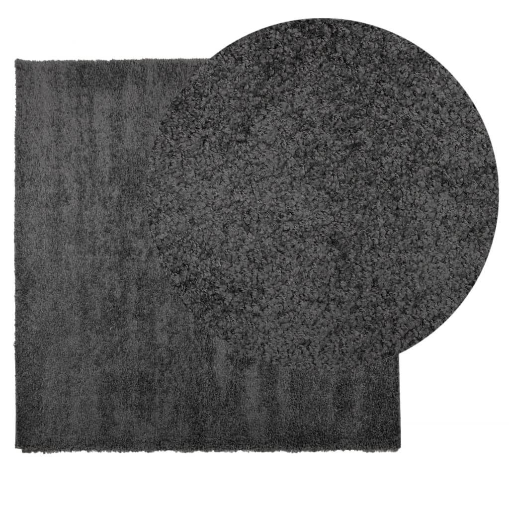 vidaXL Shaggy Rug PAMPLONA - High Pile Modern Anthracite, 200x200 cm - Luxurious Soft Area Rug for Living Room, Bedroom, Office - BEYRUN