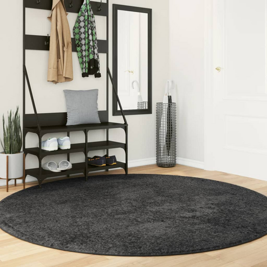 vidaXL Shaggy Rug PAMPLONA - High Pile, Modern Anthracite, Ø 200 cm - Luxurious & Cozy Area Rug - BEYRUN