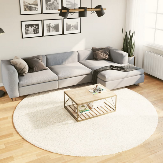 vidaXL Shaggy Rug PAMPLONA - High Pile Modern Cream Area Rug Ø 240 cm | Soft, Fluffy & Stylish | Perfect for Living Rooms & Bedrooms - BEYRUN