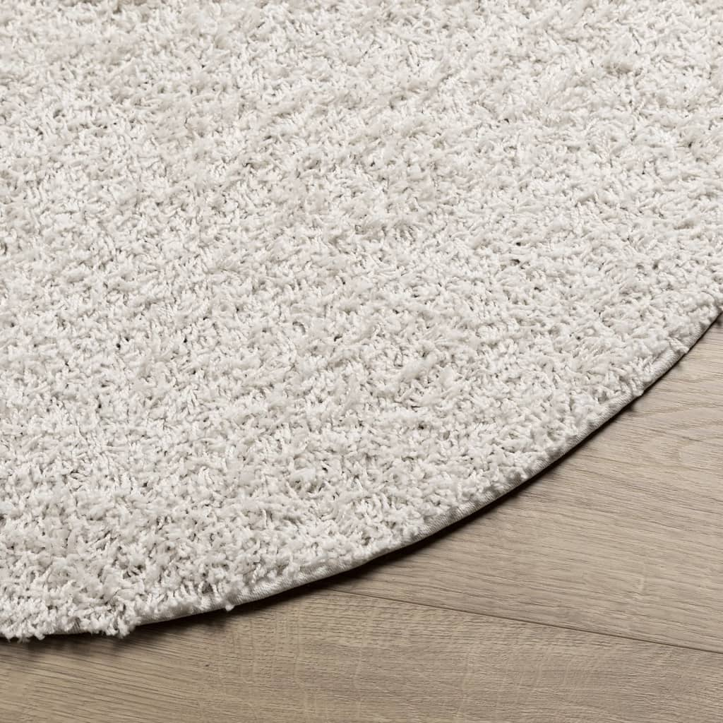 vidaXL Shaggy Rug PAMPLONA High Pile Modern Cream Ø 200 cm - Luxuriously Soft & Durable Area Rug for Living Room, Bedroom & Office - BEYRUN