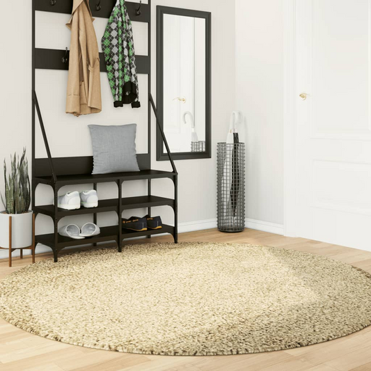 vidaXL Shaggy Rug PAMPLONA - Luxurious High Pile Modern Gold Rug Ø 200 cm - Soft, Fluffy, Durable, and Stylish - BEYRUN