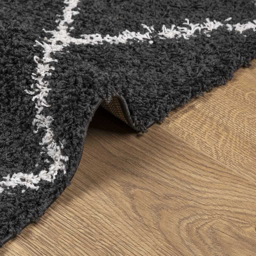 vidaXL Shaggy Rug PAMPLONA High Pile Modern Black and Cream - 300x400 cm | Cozy & Stylish Home Decor - BEYRUN