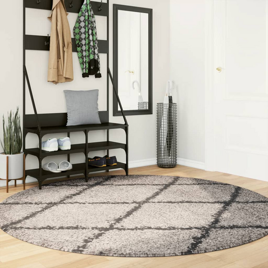 vidaXL Shaggy Rug PAMPLONA - High Pile, Soft & Cozy | Modern Beige and Anthracite | Ø 200 cm - BEYRUN